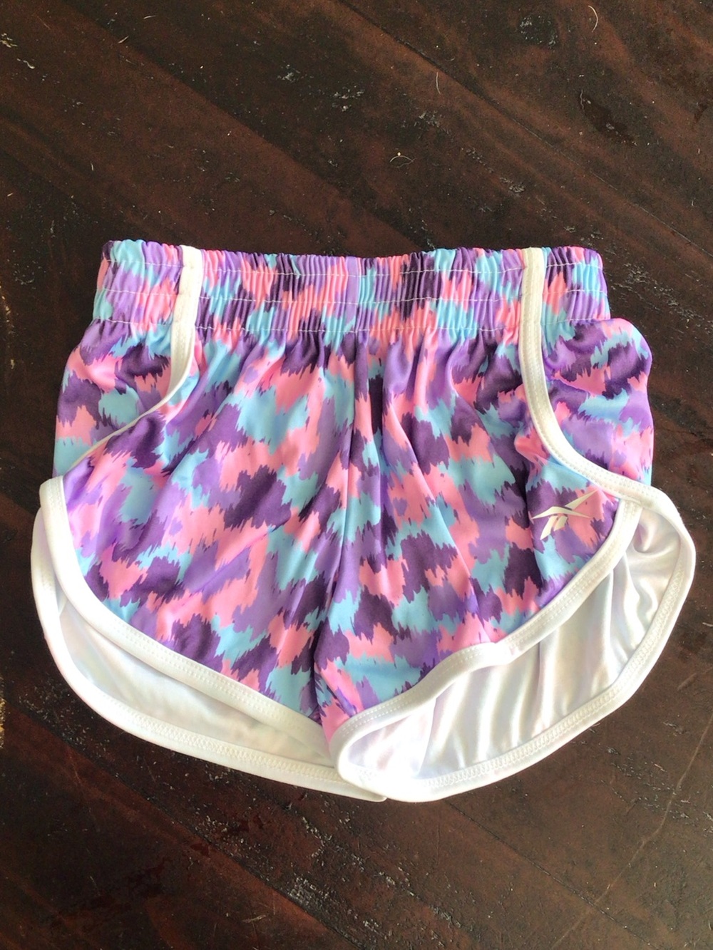 Reebok Girls Pink Purple Blue Abstract Print Athletic Shorts